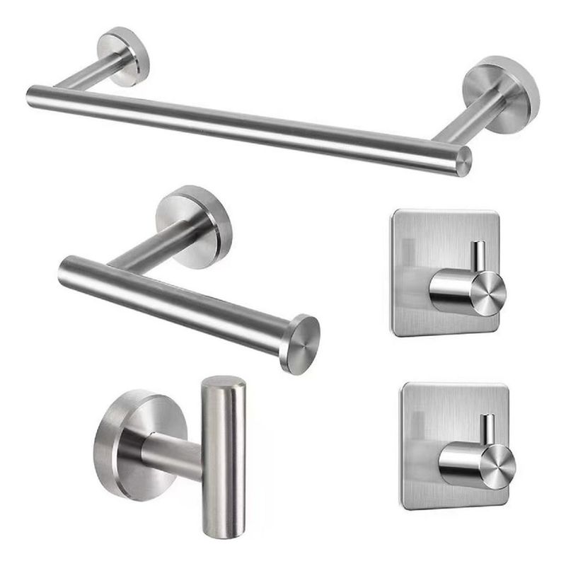 GENERICO - Set de 5 Accesorios de Baño en Acero Inoxidable Negro y Plata