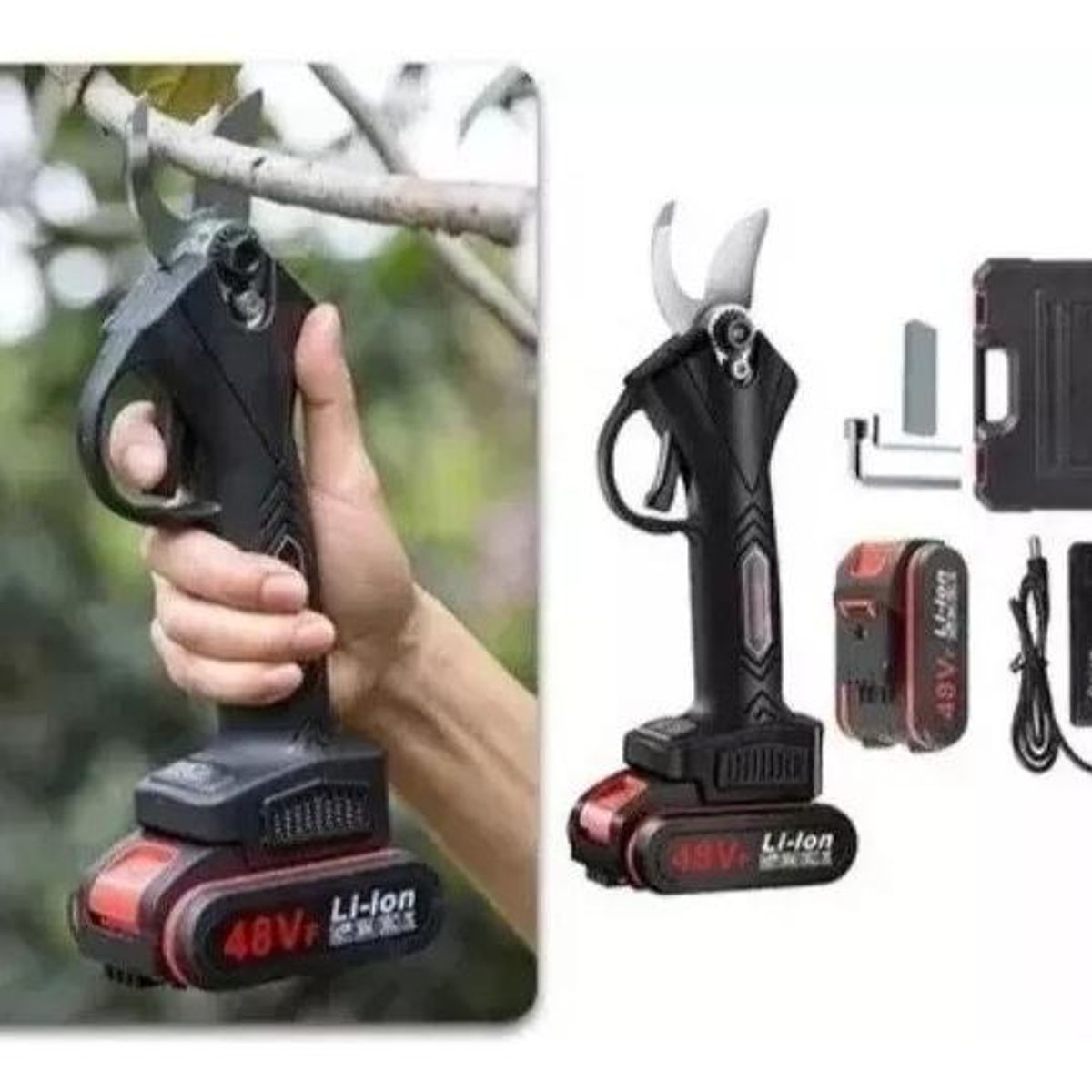 GENERICO - Tijera Podadora Eléctrica Inalámbrica con 2 Baterías Recargables