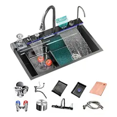 GENERICO - Combo Lavaplato Empotrado 80x45 cm Acero Inoxidable con Accesorios
