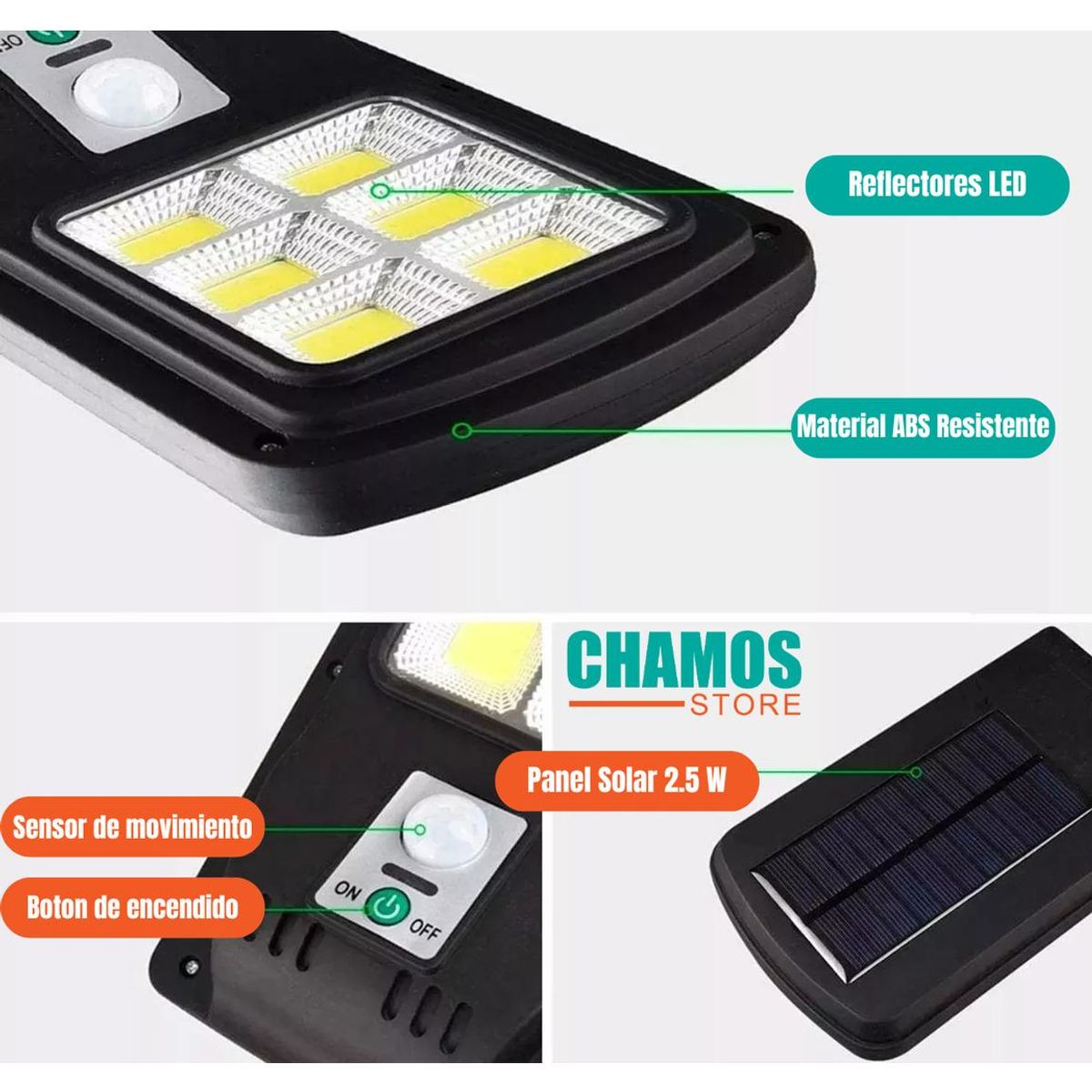 GENERICO - Pack de 4 Focos Solares LED con Sensor de Movimiento IP65