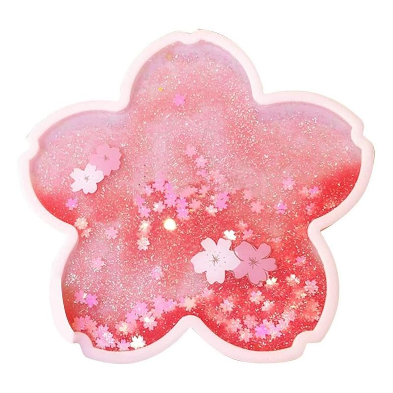 GENERICO - Posavasos Antideslizantes Rosa con Diseño Flor de Sakura