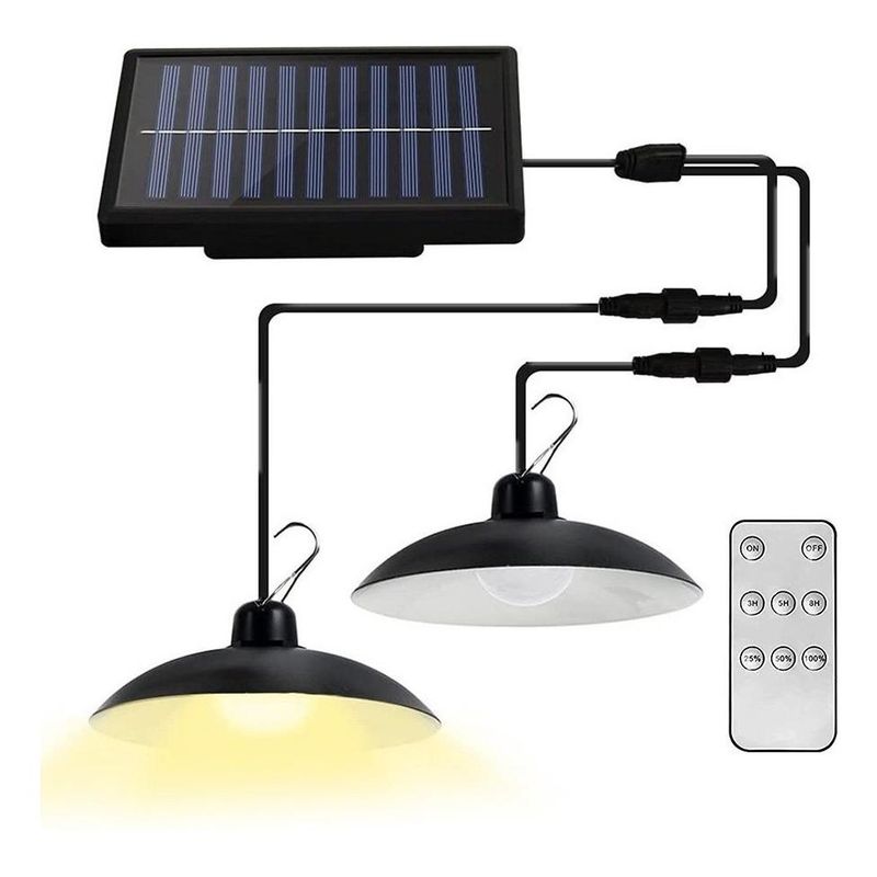 GENERICO - Pack de 2 Lámparas LED con Panel Solar Recargable IP67.
