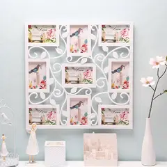 GENERICO - Multimarca Decorativa con 9 Marcos de Fotos Blancos