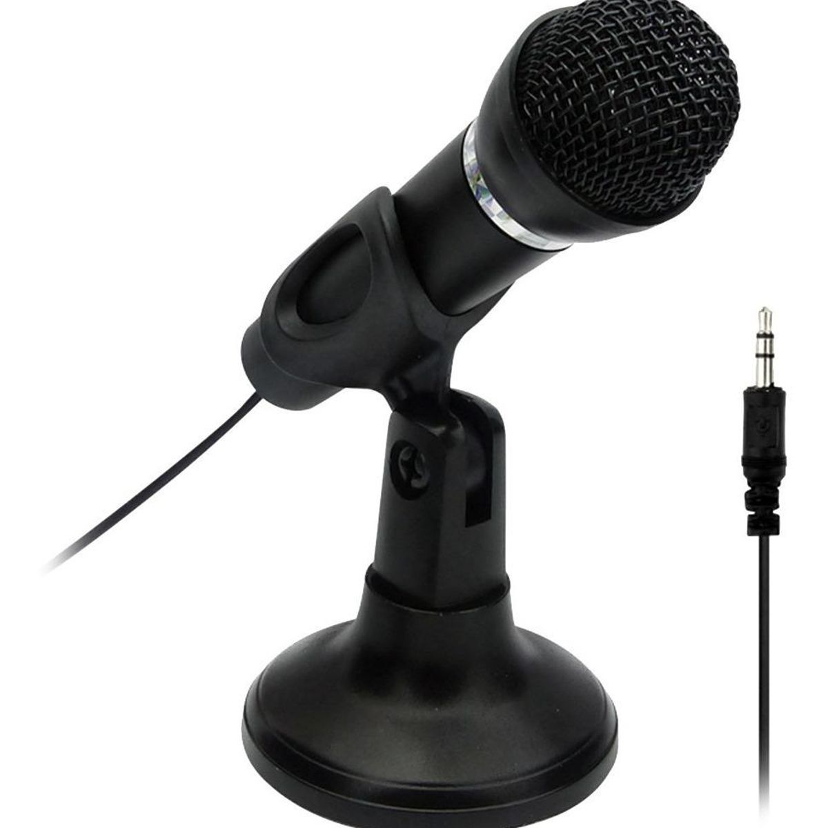 GENERICO - Micrófono Condensador con Base para PC y Celulares - Plug 35mm