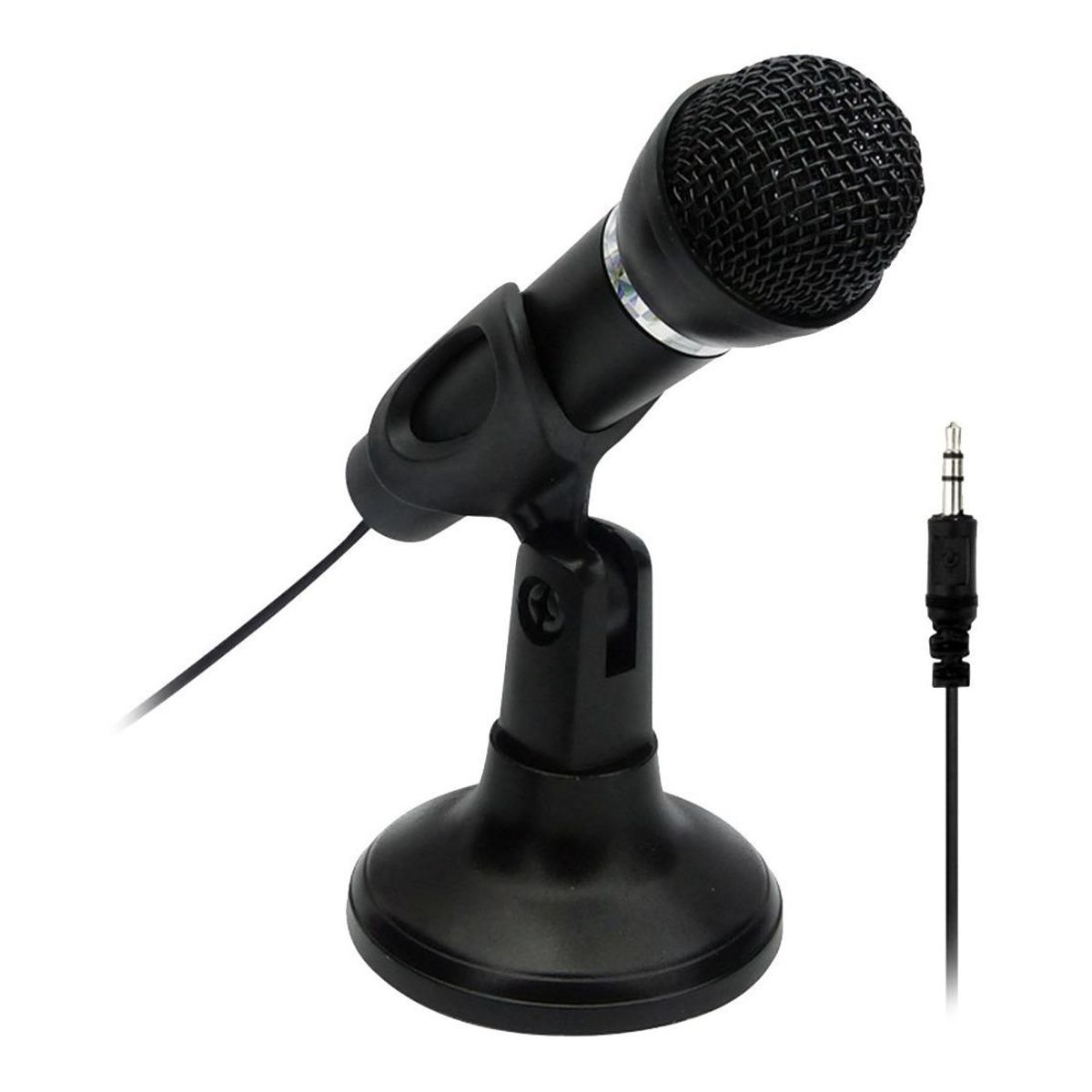 GENERICO - Micrófono Condensador con Base para PC y Celulares - Plug 35mm