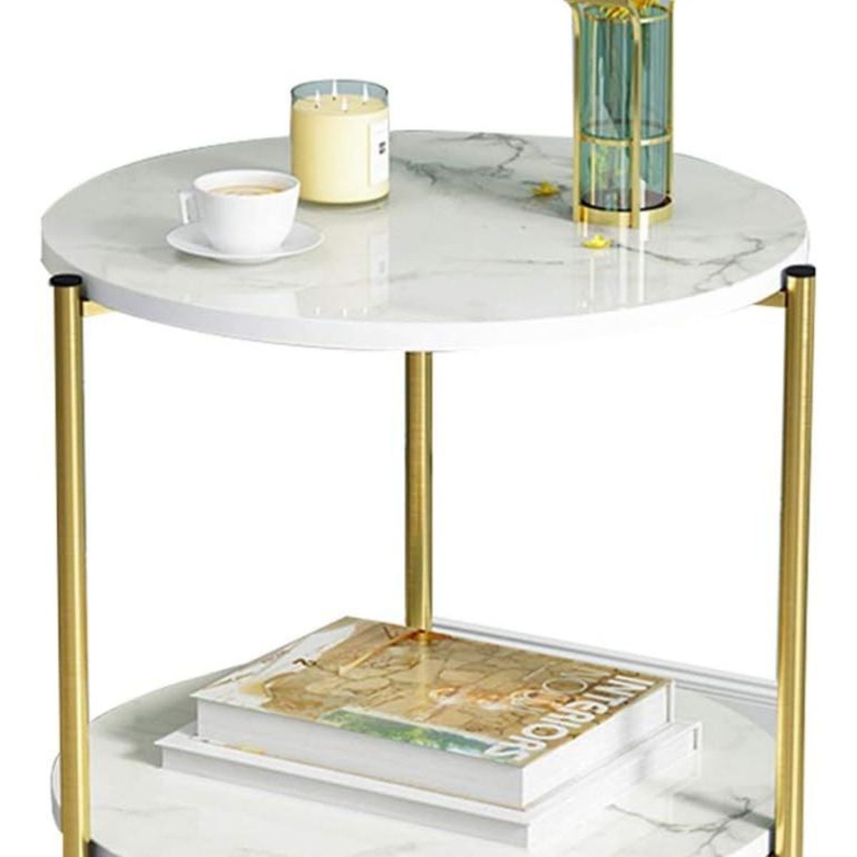 GENERICO - Mesa Auxiliar Redonda Decorativa Blanca para Sala