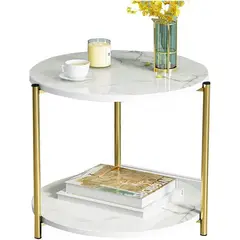 GENERICO - Mesa Auxiliar Redonda Decorativa Blanca para Sala