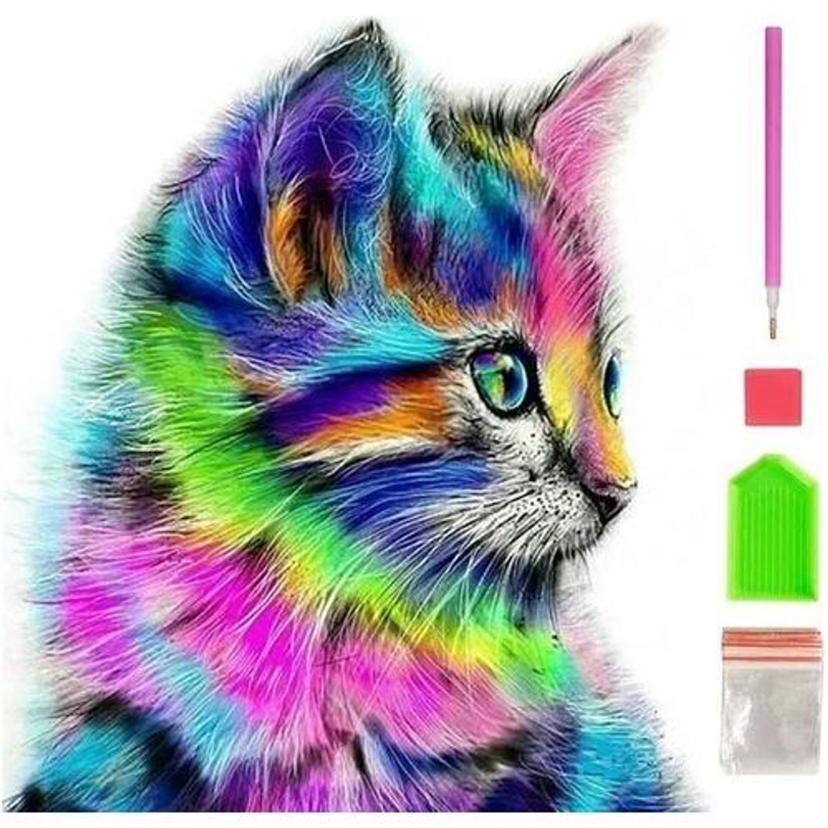 GENERICO - Juego de Pintura de Diamantes 5D Gatito Colorido