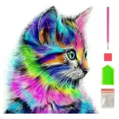 GENERICO - Juego de Pintura de Diamantes 5D Gatito Colorido