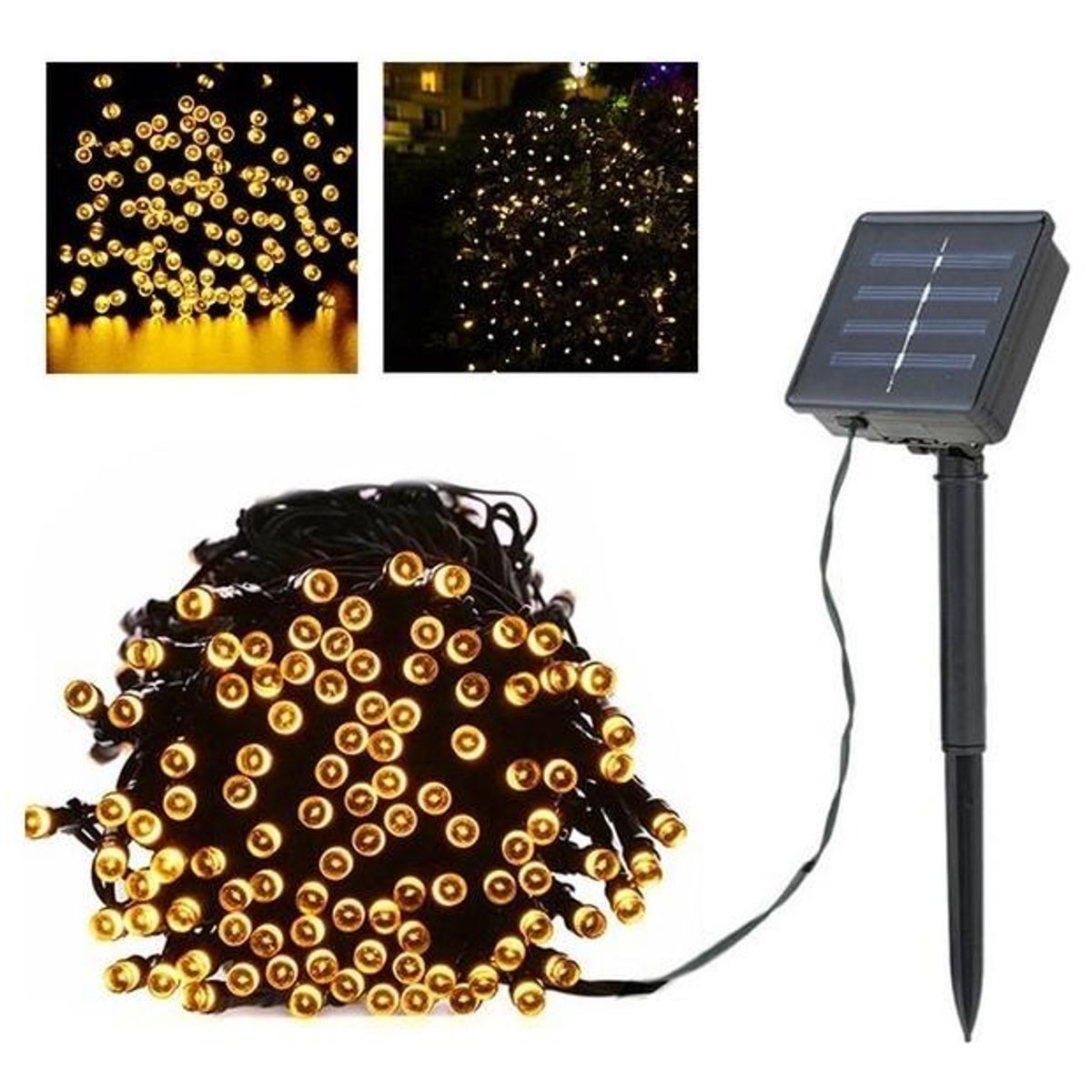 GENERICO - Guirnalda de Luces LED Solares 20m con 200 LEDs Cálidos