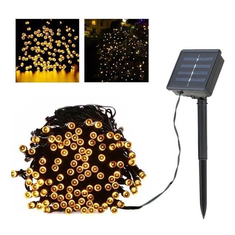 GENERICO - Guirnalda de Luces LED Solares 20m con 200 LEDs Cálidos