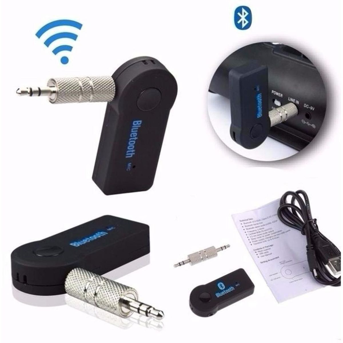 GENERICO - Receptor de Audio Bluetooth Adaptador para Auto con Salida Aux