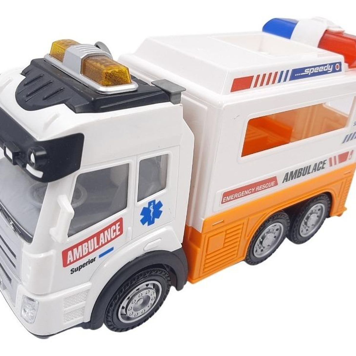 GENERICO - Camión Ambulancia Interactivo con Luz y Sonido - 20 cm