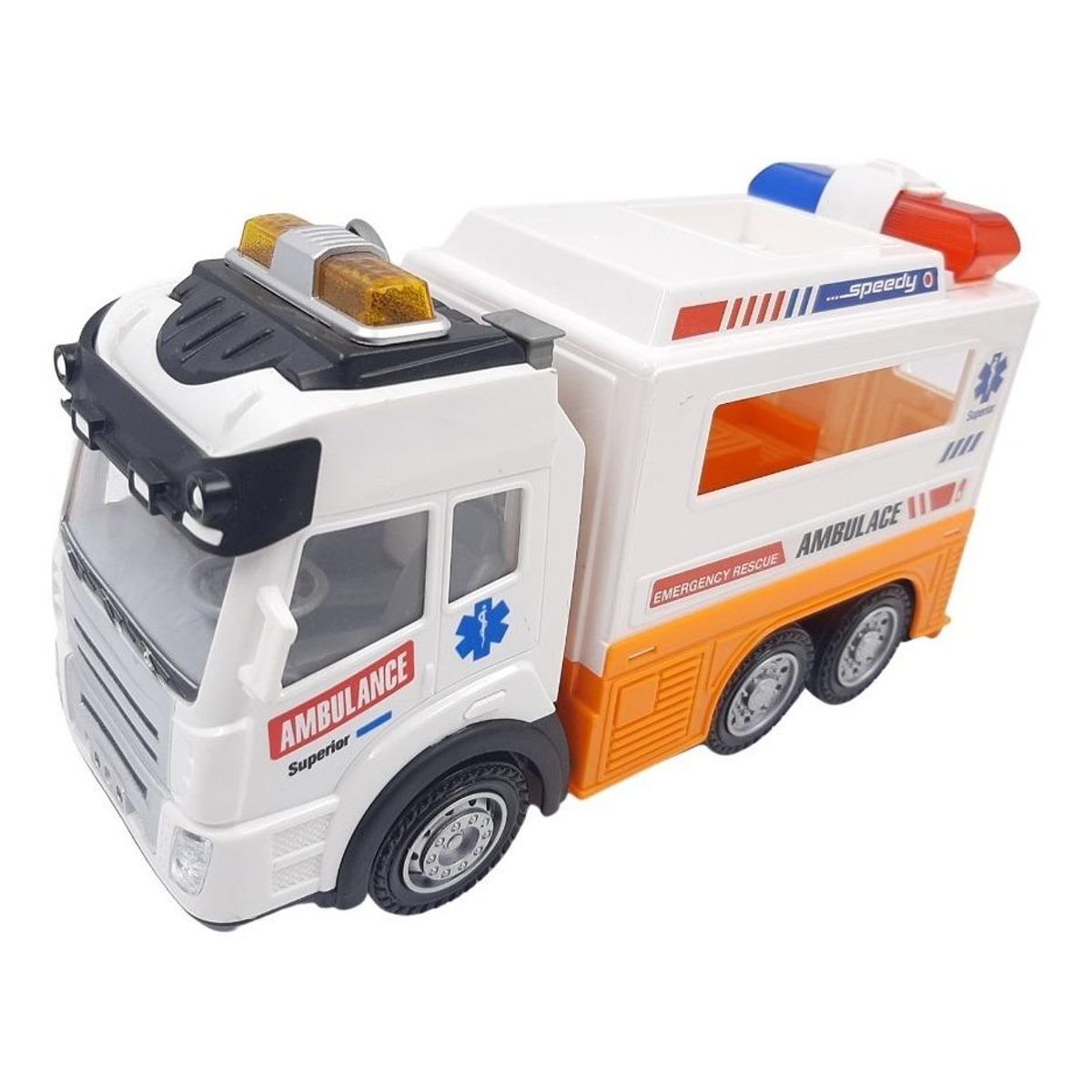 GENERICO - Camión Ambulancia Interactivo con Luz y Sonido - 20 cm