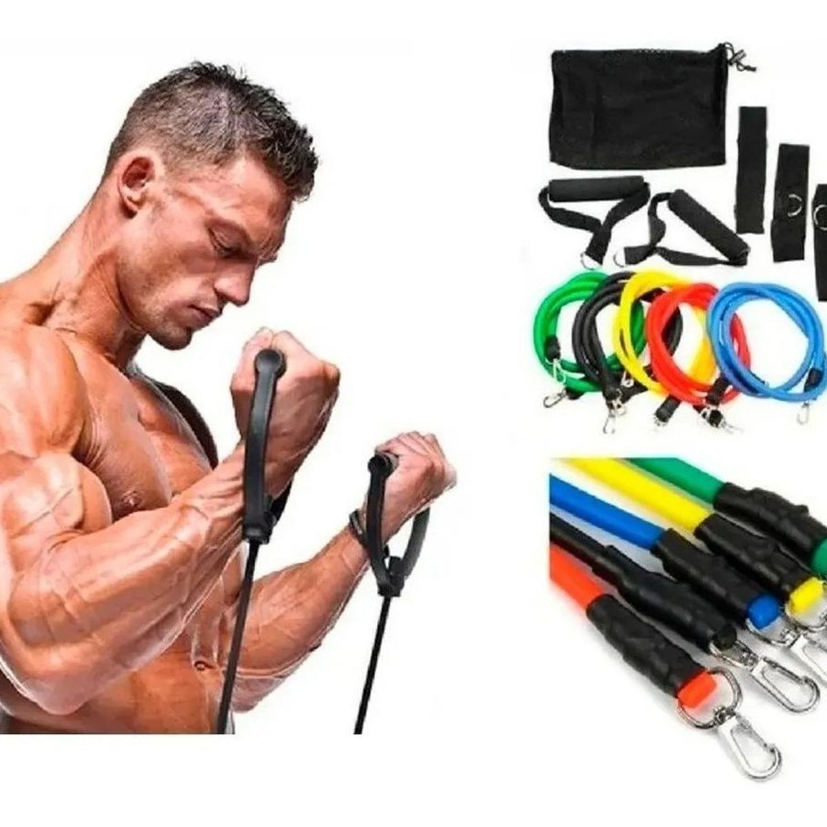 GENERICO - Kit Completo de Bandas Elásticas de Resistencia 11 Pcs