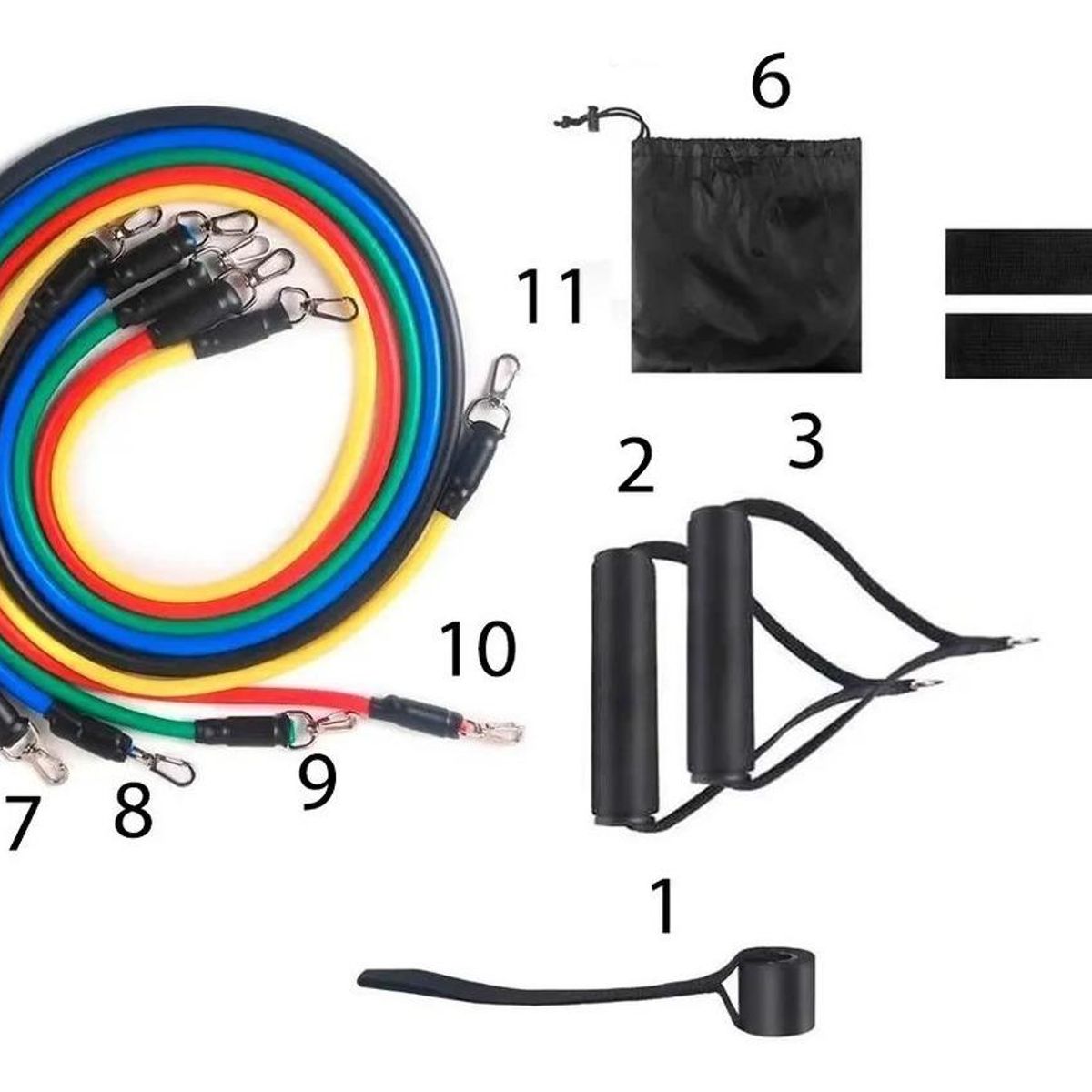 GENERICO - Kit Completo de Bandas Elásticas de Resistencia 11 Pcs