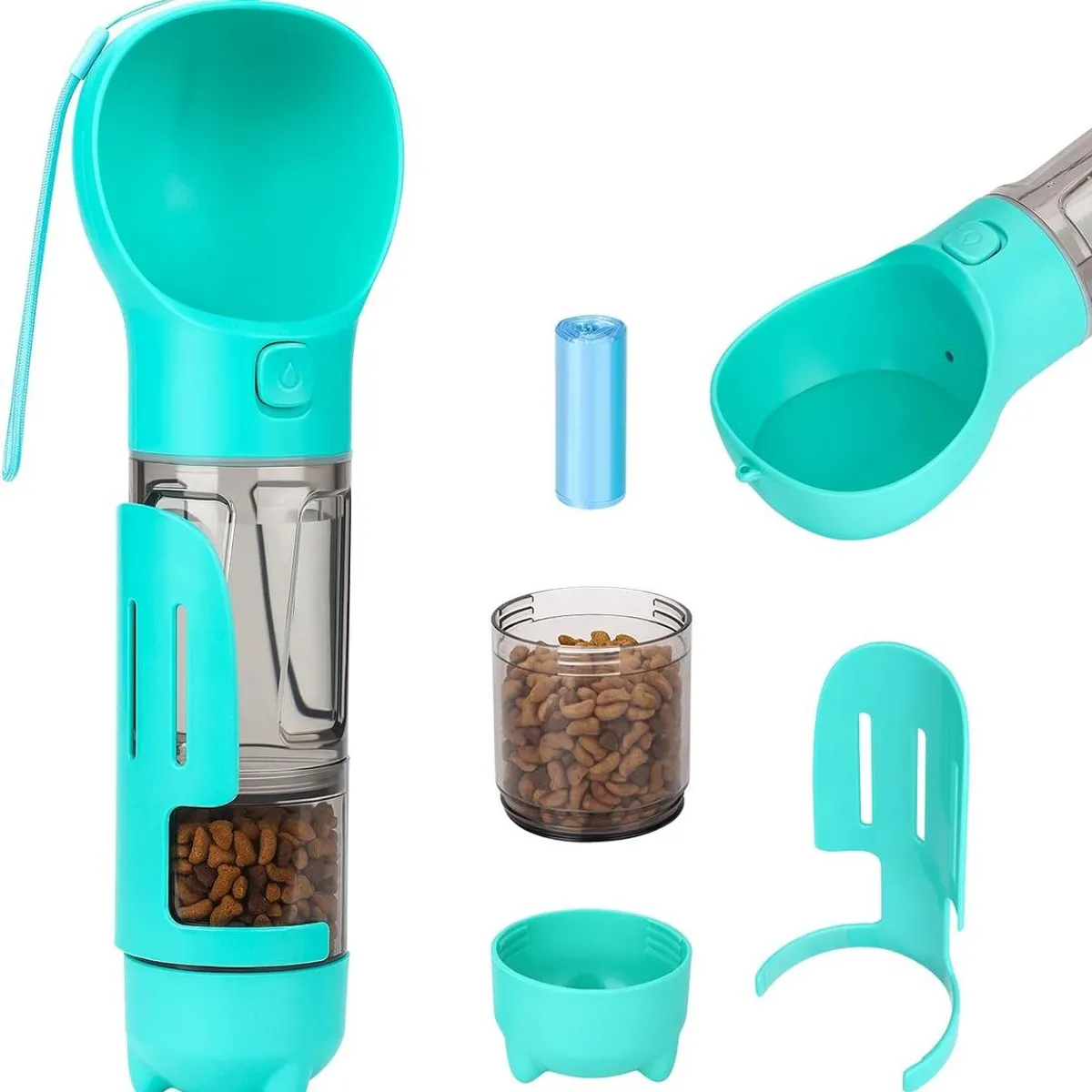 GENERICO - Botella Dispensador 3 en 1 para Agua y Comida de Mascotas