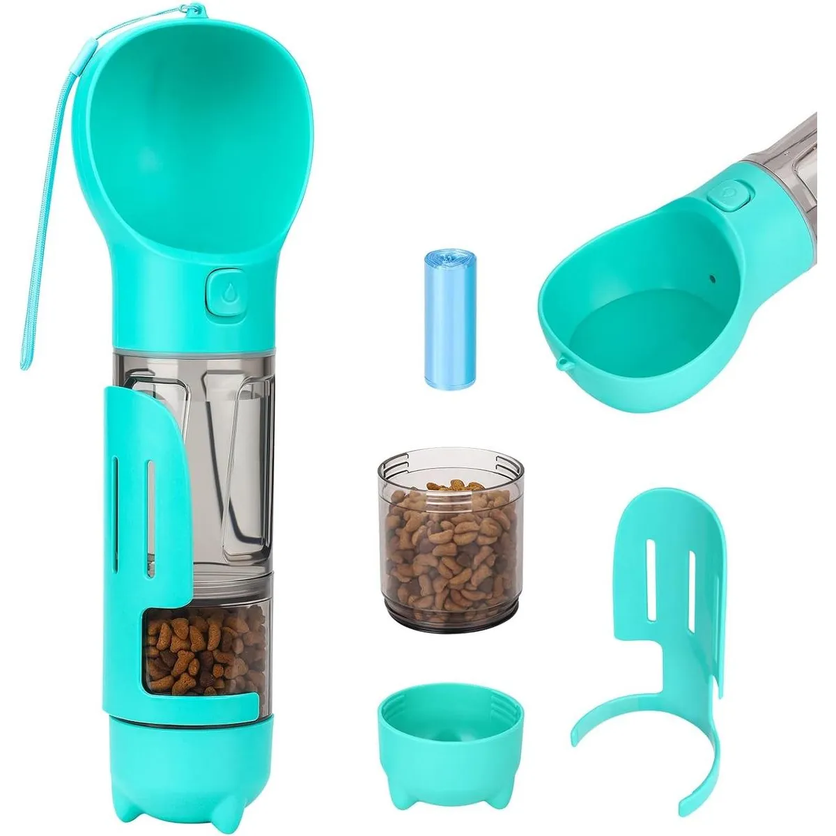 GENERICO - Botella Dispensador 3 en 1 para Agua y Comida de Mascotas