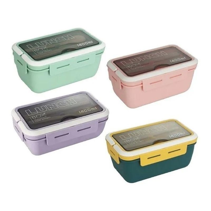 GENERICO - Fiambrera Bento Box de 1200 ml para Microondas con Cubiertos