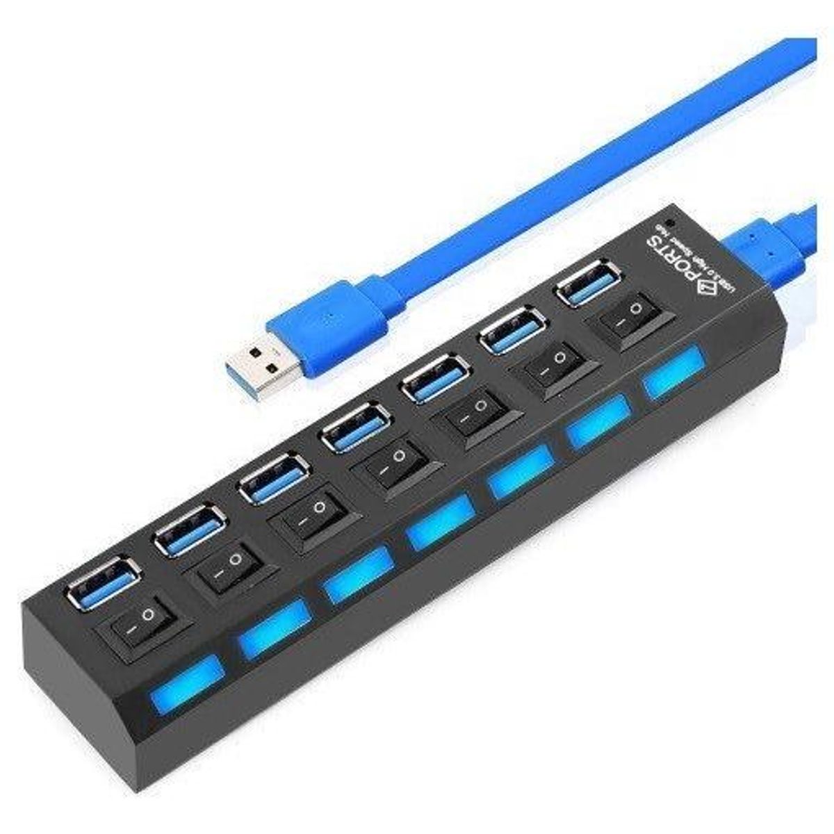 GENERICO - Hub USB 30 con 7 Puertos y Luz LED Indicator