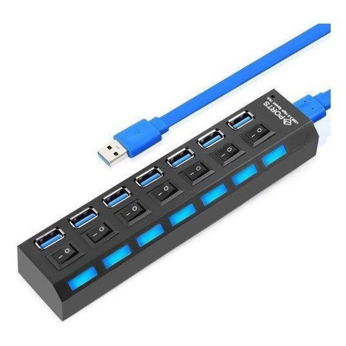 GENERICO - Hub USB 30 con 7 Puertos y Luz LED Indicator