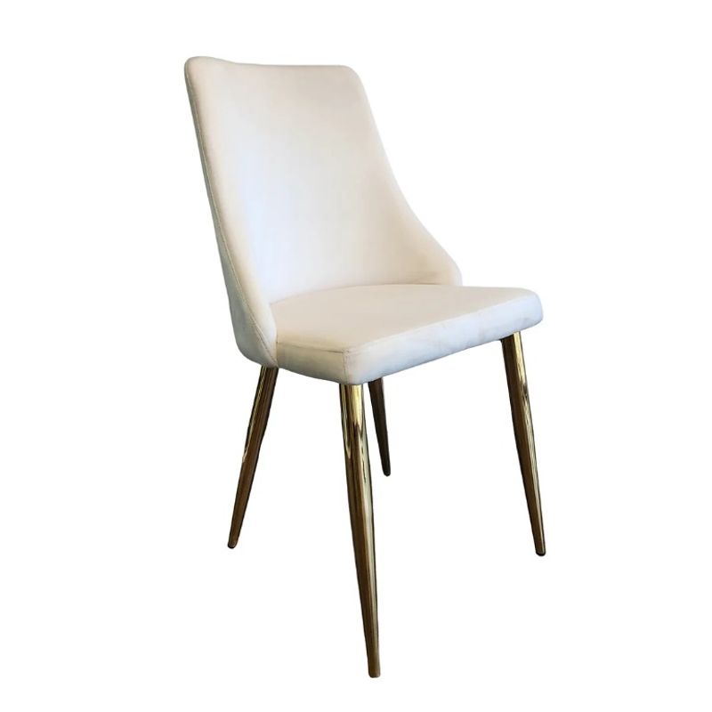 GENERICO - Silla Niza Felpa Patas Doradas - Beige