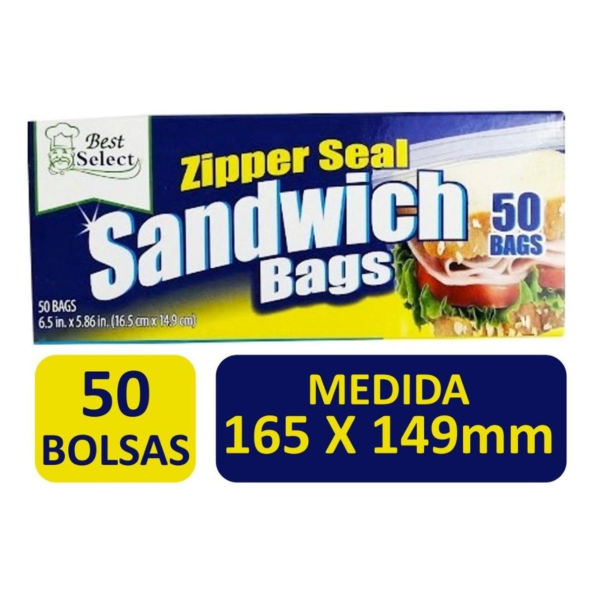 GENERICO - Bolsas Herméticas para Sándwich y Snacks 50 Unidades