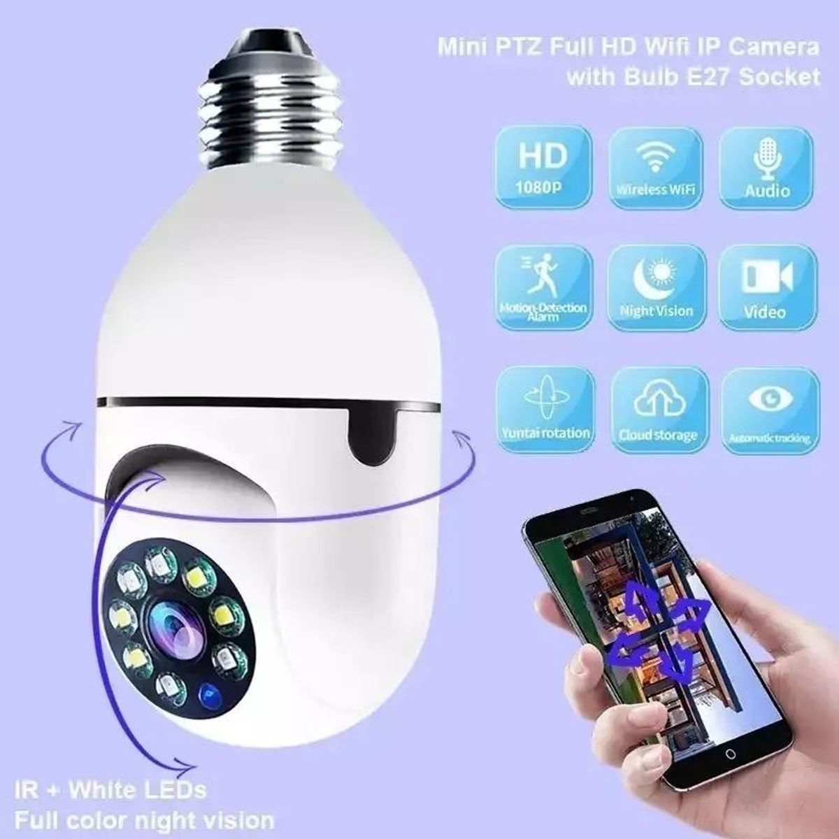 GENERICO - Cámara IP Tipo Ampolleta Panorámica WiFi