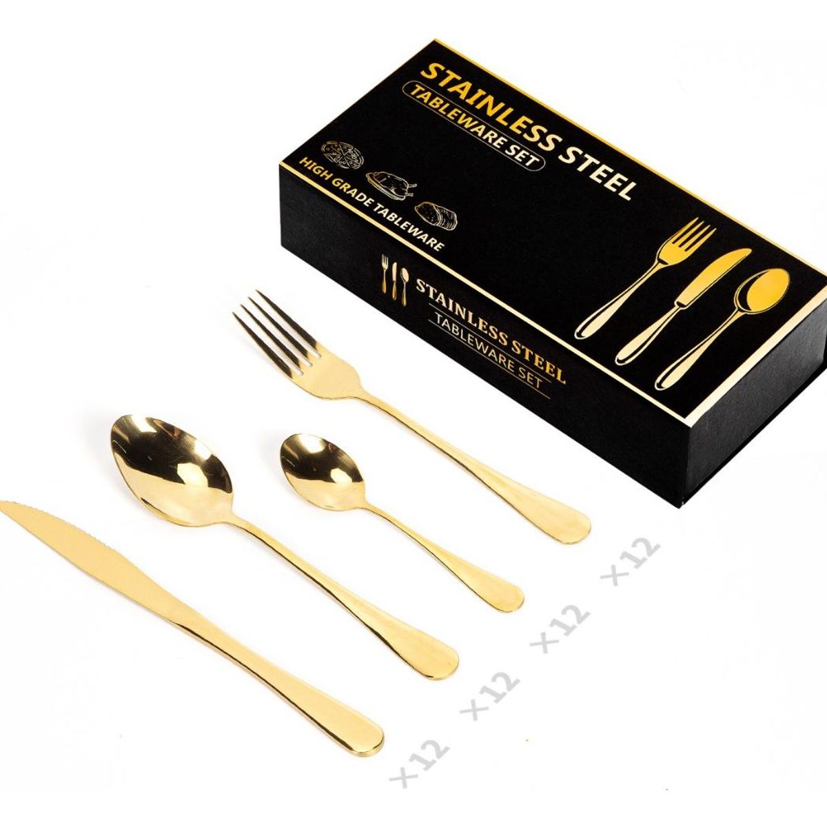 GENERICO - Set de Cubiertos 48 Piezas de Acero Inoxidable Elegante