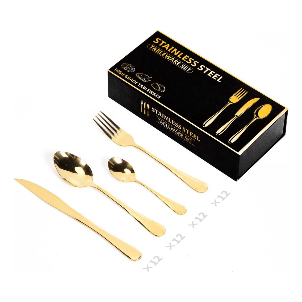 GENERICO - Set de Cubiertos 48 Piezas de Acero Inoxidable Elegante