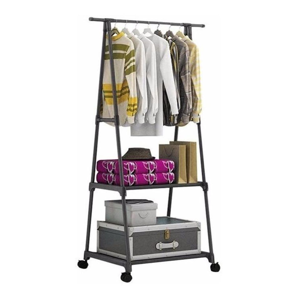 GENERICO - Perchero Organizador para Ropa con Ruedas y Estante