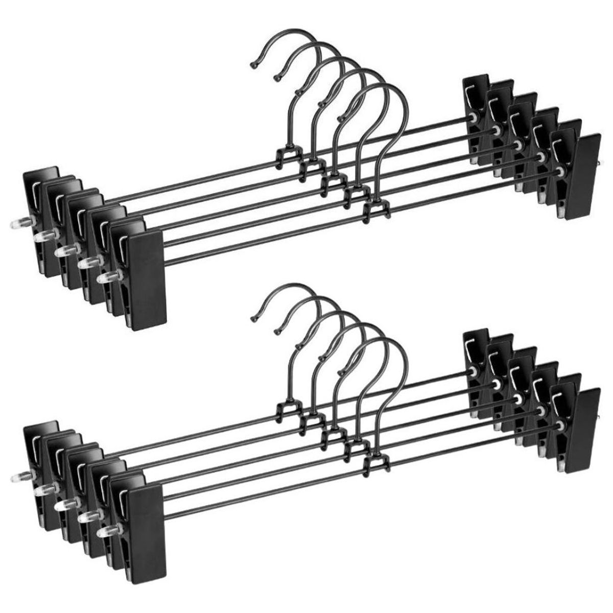 GENERICO - Pack de 10 Colgadores de Metal para Pantalón Negro