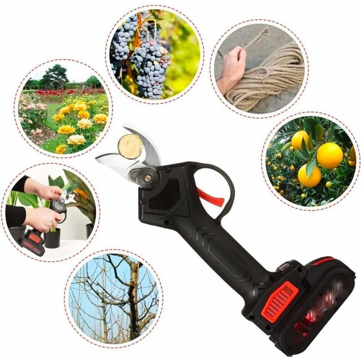 GENERICO - Tijera Podadora Eléctrica con 2 Baterías y Cargador