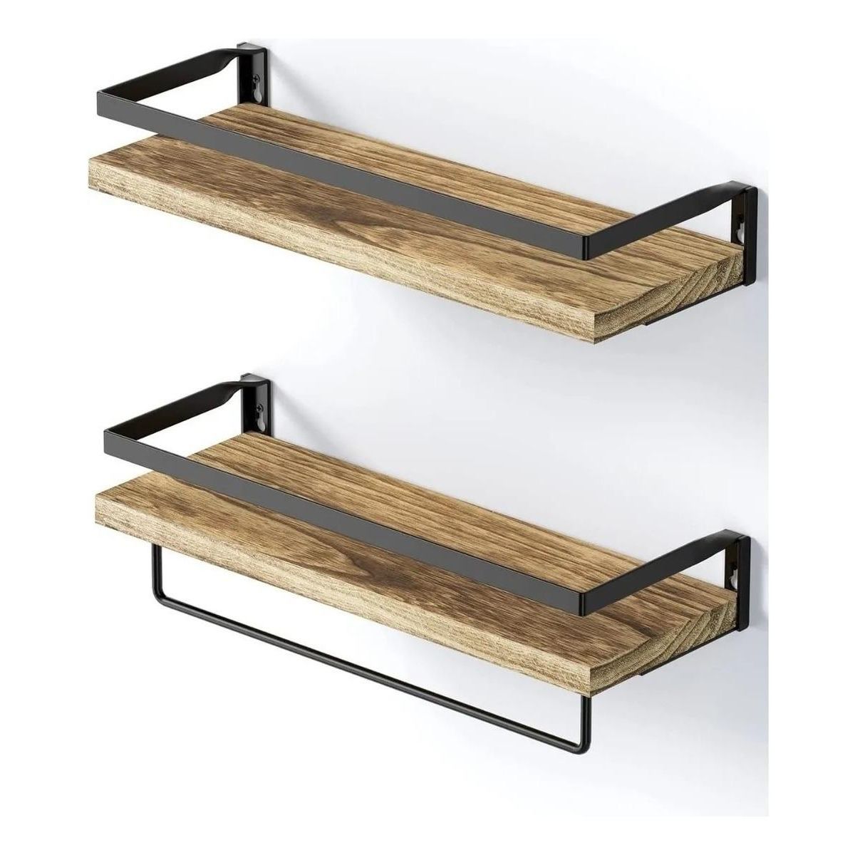 GENERICO - Repisas Flotantes de Madera con Soporte Desmontable - Kit x2