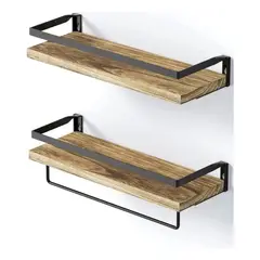 GENERICO - Repisas Flotantes de Madera con Soporte Desmontable - Kit x2