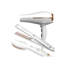 GAMA - Pack Secador Elegance + Alisador Bora + Cepillo Innova Coco-Alm