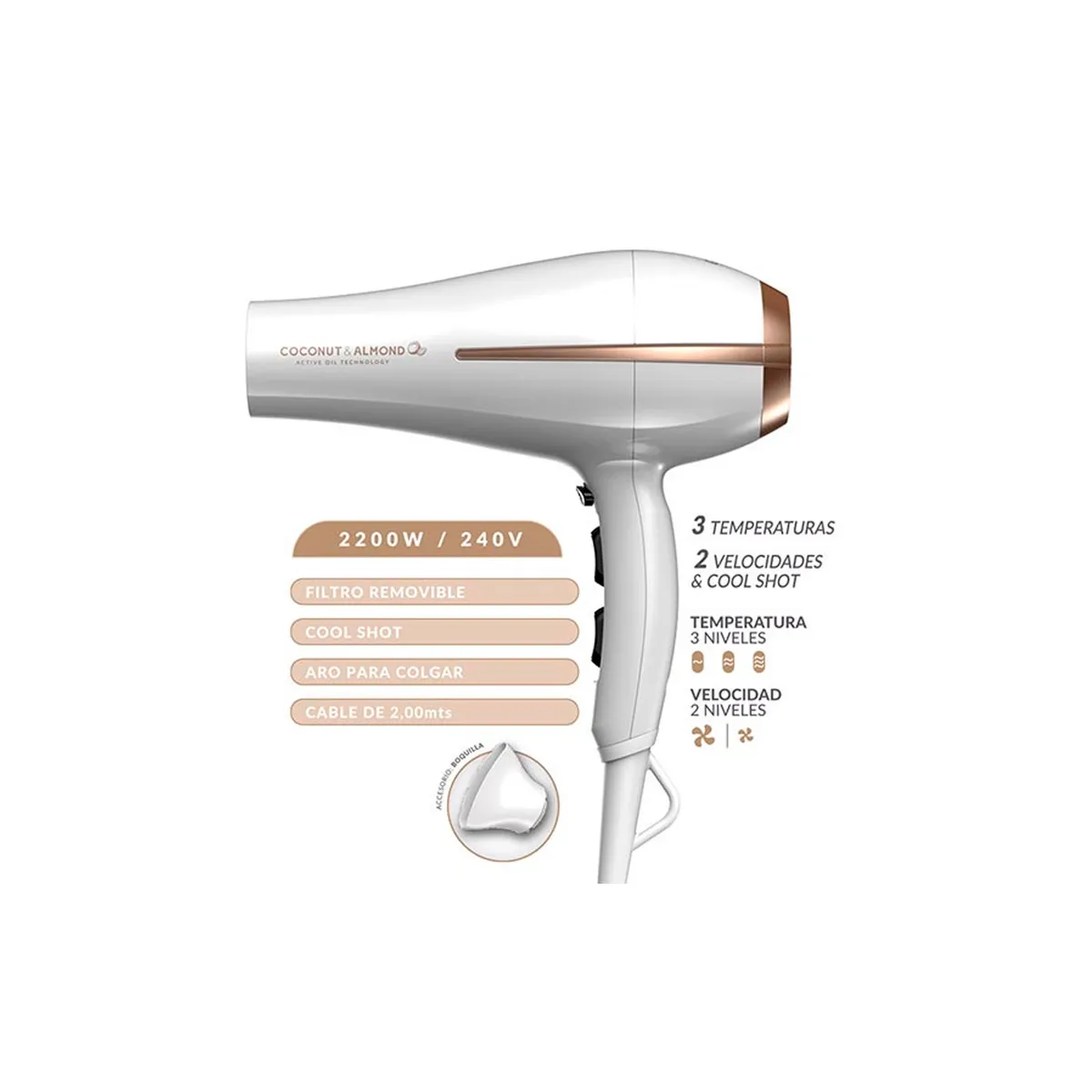 GAMA - Pack Gama Secador Elegance + Alisador Bora + Cepillo Innova Coco-Alm