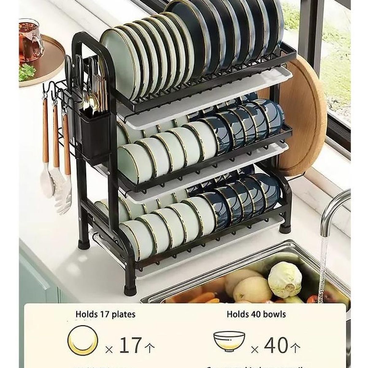 GENERICO - Escurridor de Platos de Acero Inoxidable 3 Niveles