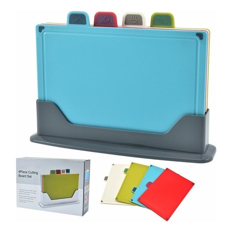 GENERICO - Set de 4 Tablas de Cortar de Colores con Organizador