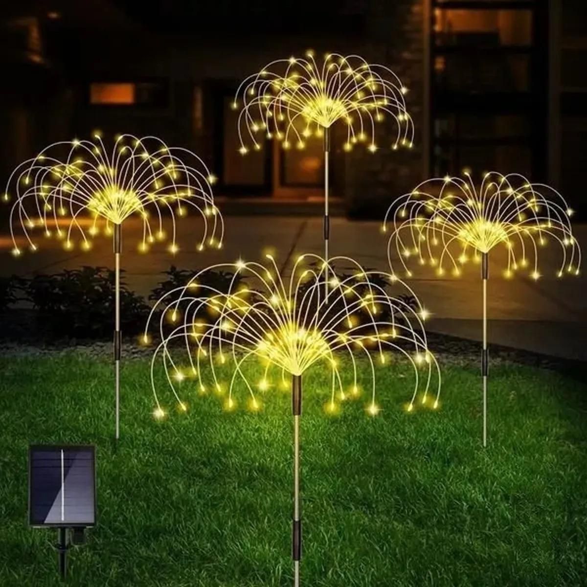 GENERICO - Pack de 2 Luces Micro LED Solares Efecto Fuego Artificial