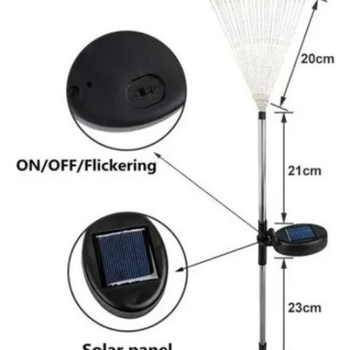 GENERICO - Pack de 2 Luces Micro LED Solares Efecto Fuego Artificial