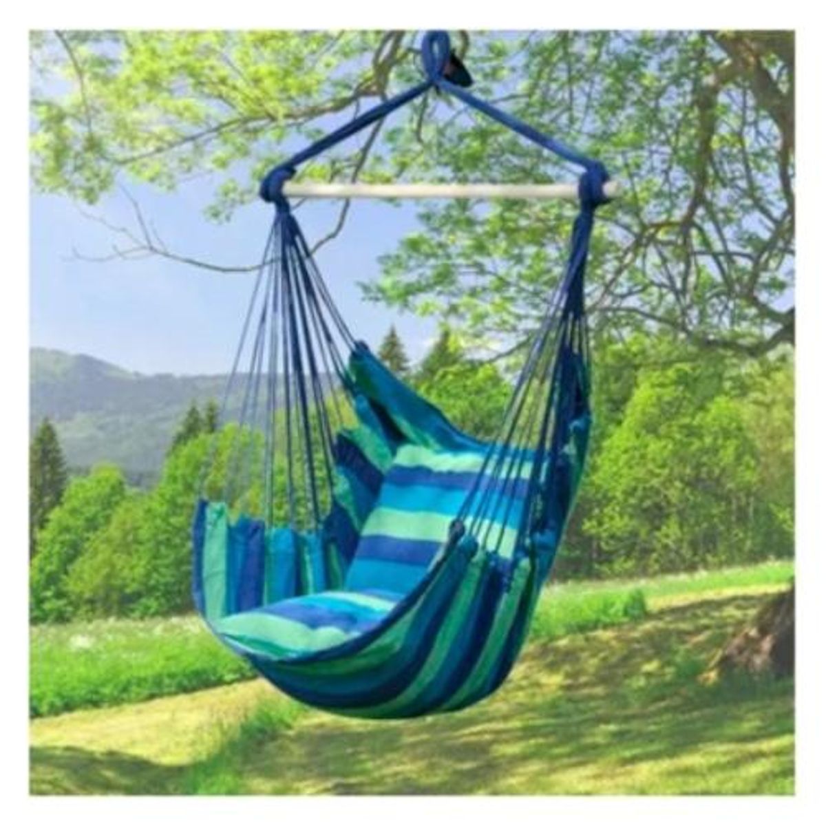 GENERICO - Silla Hamaca Camping con Palo y Almohadas Incluidas