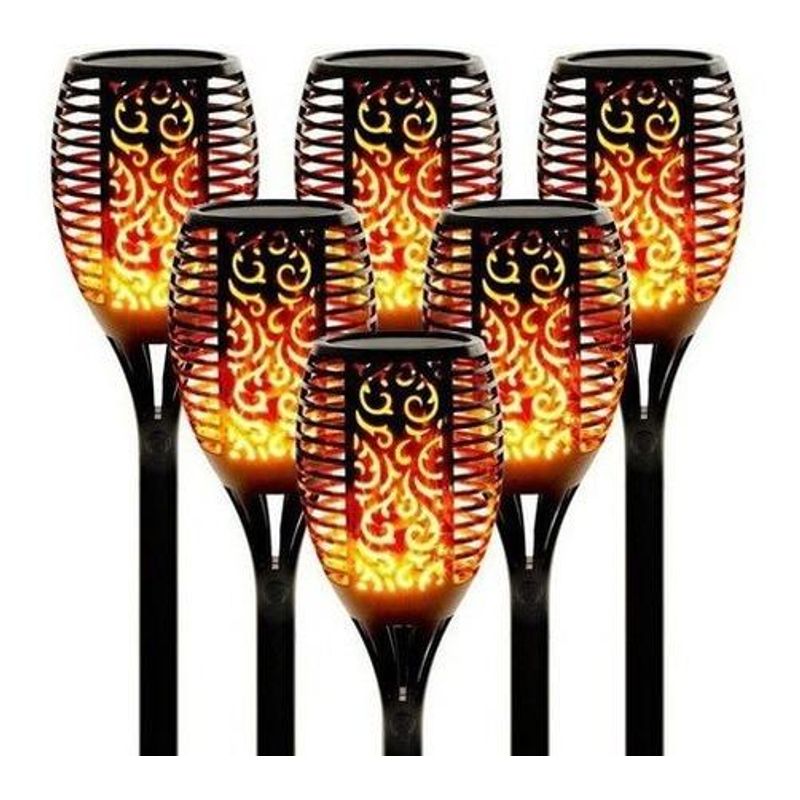 GENERICO - Pack de 6 Lámparas Solares LED Antorcha de Estaca