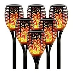 GENERICO - Pack de 6 Lámparas Solares LED Antorcha de Estaca