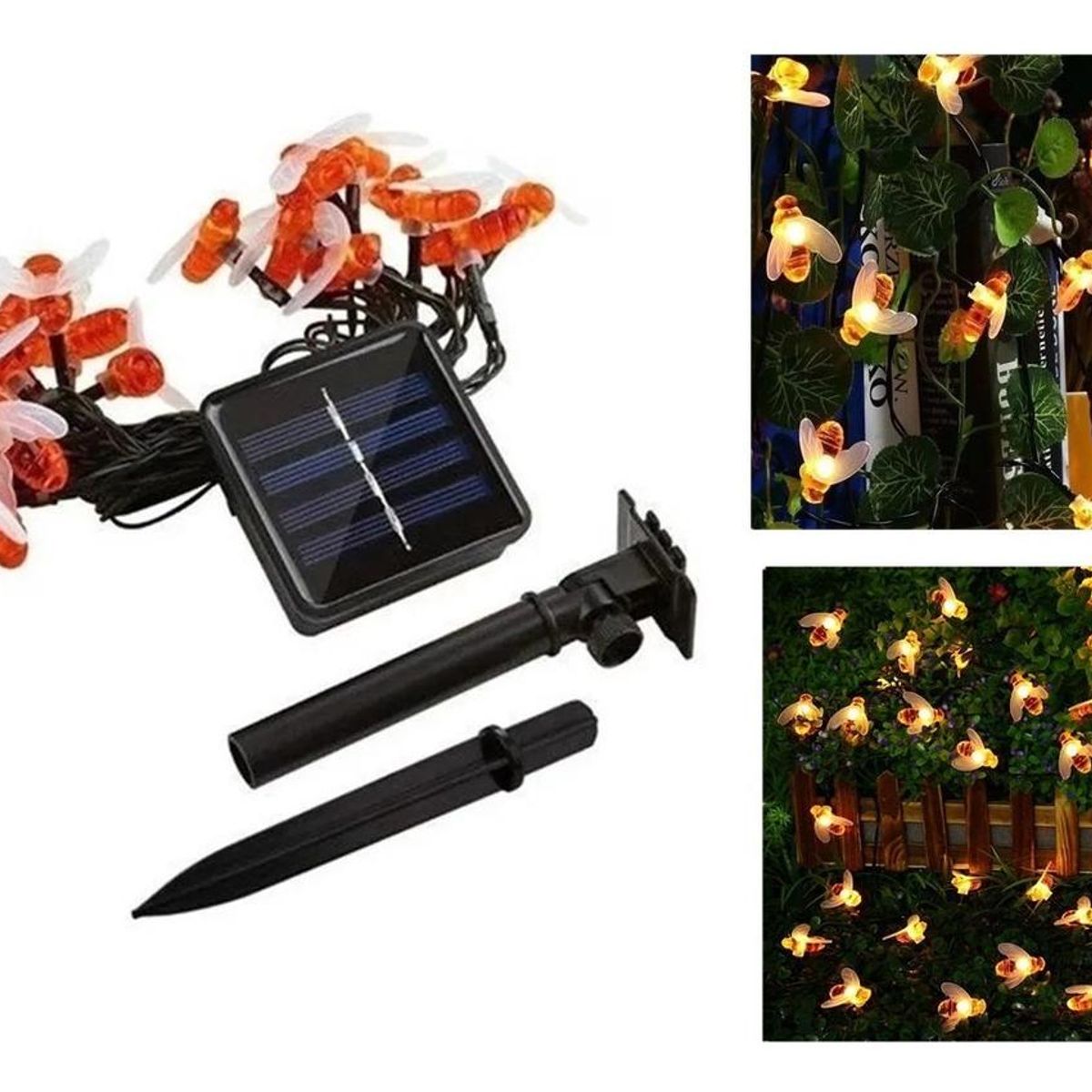 GENERICO - Guirnalda de Luces LED Solares de Abeja 5m Color Cálido