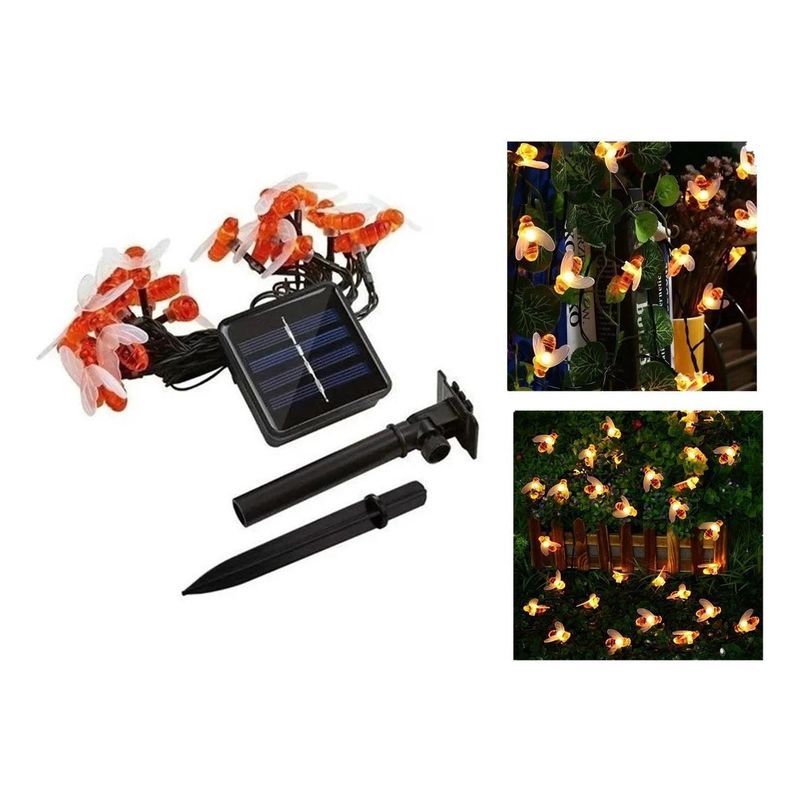 GENERICO - Guirnalda de Luces LED Solares de Abeja 5m Color Cálido