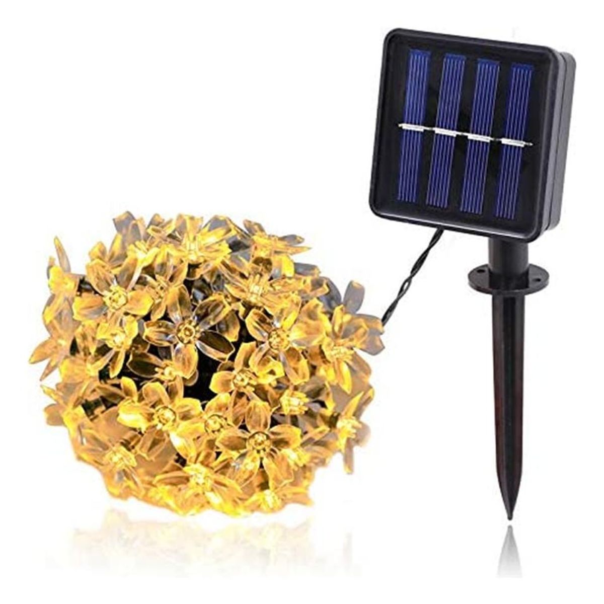 GENERICO - Guirnalda Solar LED de Flores para Decoración Exterior 12 M