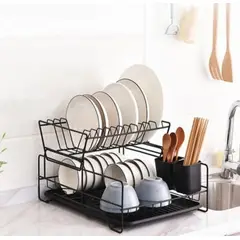 GENERICO - Escurridor de Platos de Metal con Almacenamiento Elegante