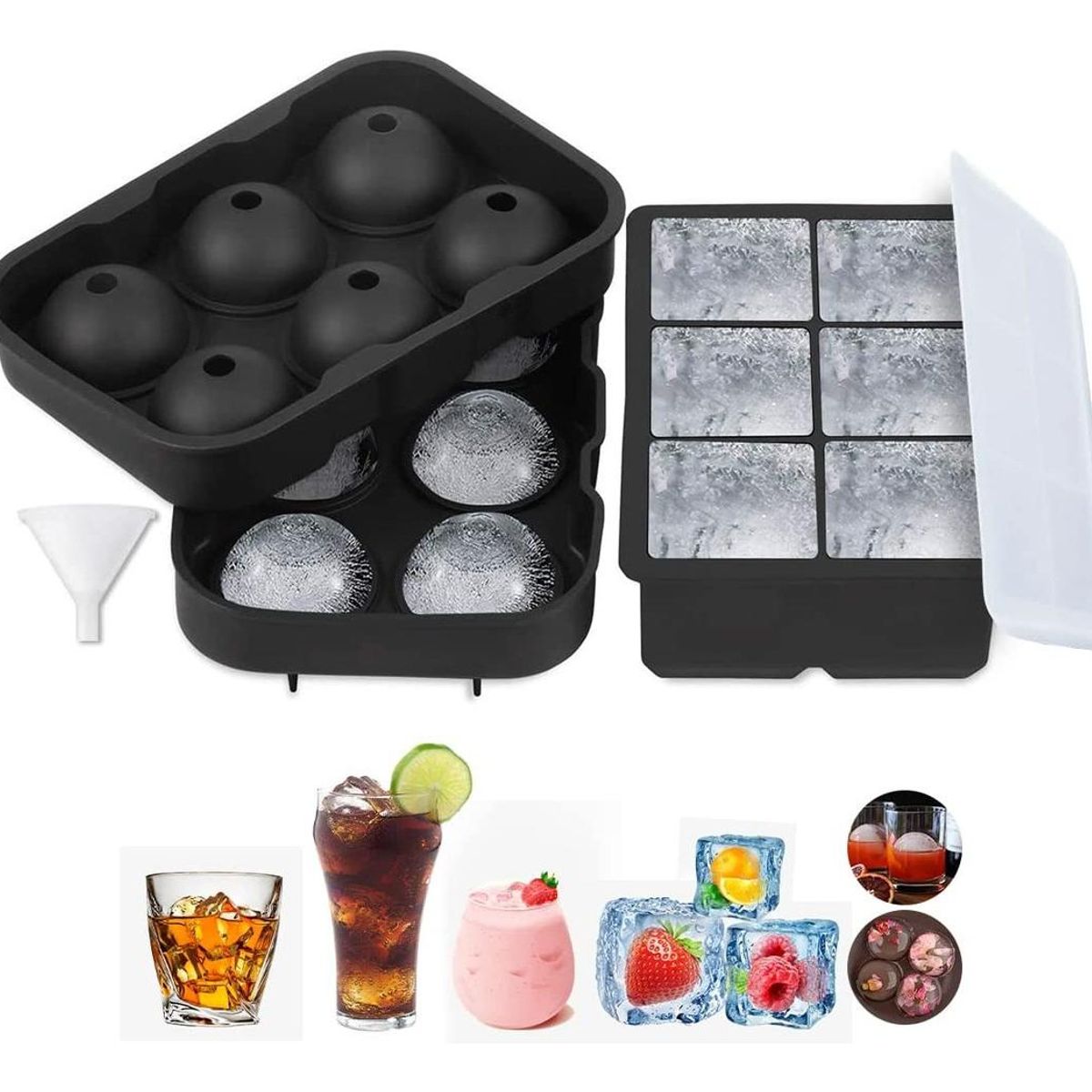 GENERICO - Bandejas de Hielo de Silicona para Cócteles - 2 Moldes