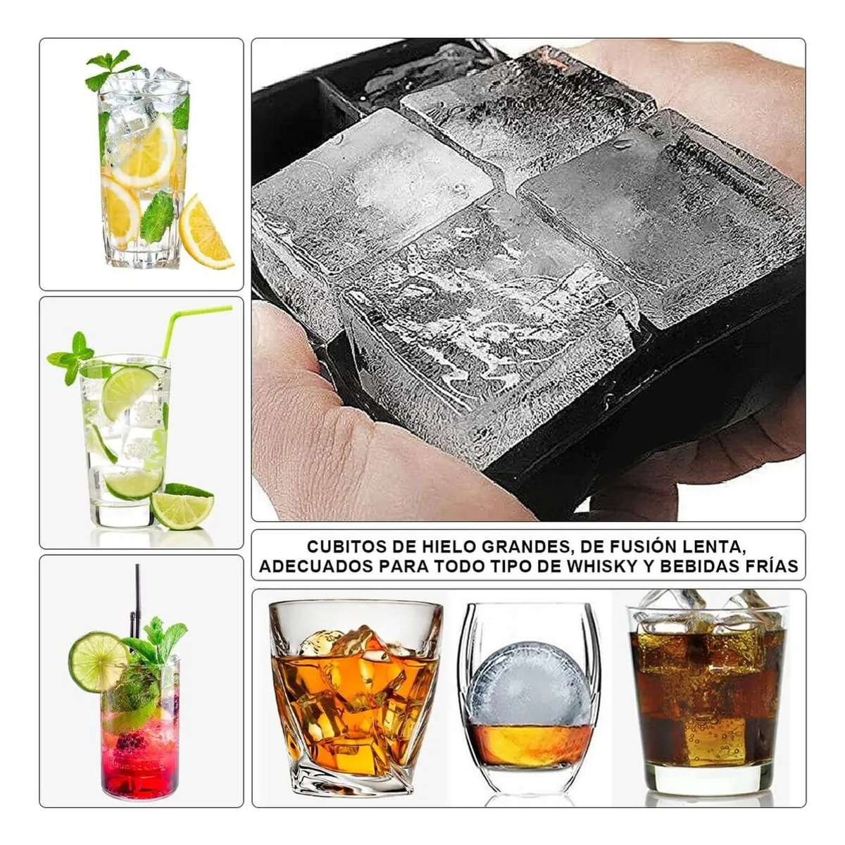 GENERICO - Bandejas de Hielo de Silicona para Cócteles - 2 Moldes